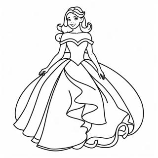 Elegant Princess Ball Gown Coloring Page 7515-6111