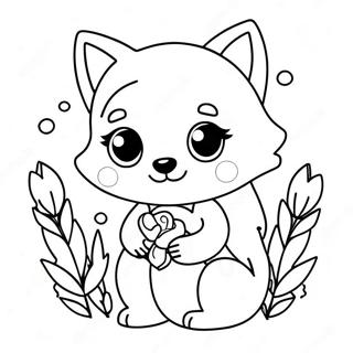 Cute Wolf Anime Girl With Flowers Coloring Page 752-602