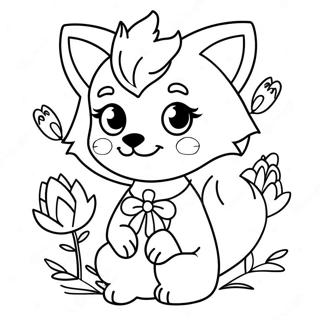 Cute Wolf Anime Girl With Flowers Coloring Page 752-603