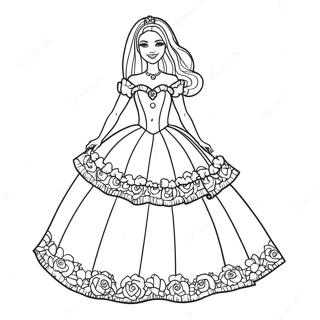 Barbie In Festive Outfit Coloring Page 7555-6143