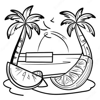 Tropical Luau Scene Coloring Page 7595-6174