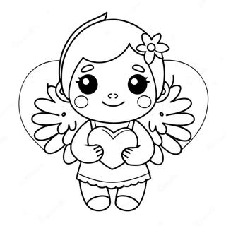 Cute Angel Holding Heart Coloring Page 7625-6197