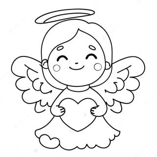 Cute Angel Holding Heart Coloring Page 7625-6198