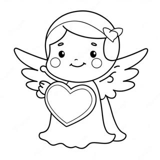 Cute Angel Holding Heart Coloring Page 7625-6199