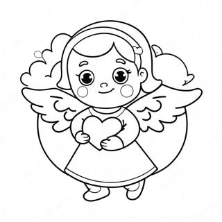 Cute Angel Holding Heart Coloring Page 7625-6200