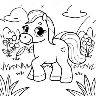 Cute Baby Horse Playing In The Meadow Coloring Page 7715-6269