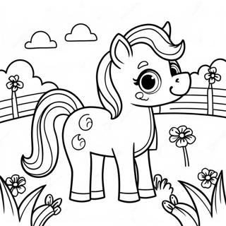 Cute Baby Horse Playing In The Meadow Coloring Page 7715-6272