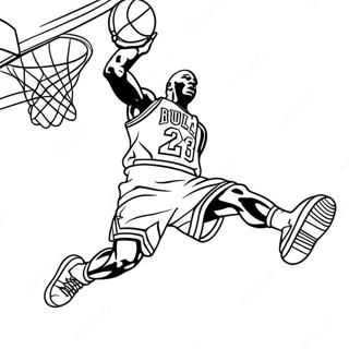 Michael Jordan Dunking Basketball Coloring Page 7745-6293