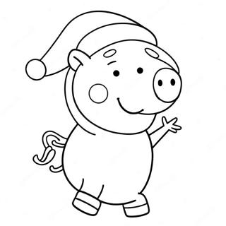 Peppa Pig With Santa Hat Coloring Page 7835-6365