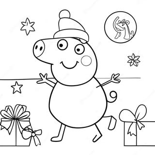 Peppa Pig With Santa Hat Coloring Page 7835-6366