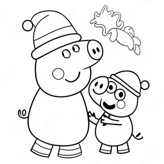 Peppa Pig With Santa Hat Coloring Page 7835-6367