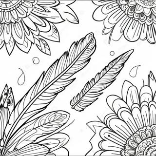 Colorful Feather Patterns Coloring Page 7865-6390