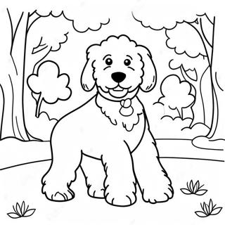 Fluffy Goldendoodle Playing In The Park Coloring Page 7935-6446