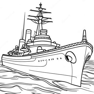 Classic Battleship In Action Coloring Page 7975-6479