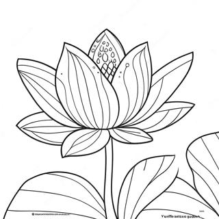 Elegant Lotus Blossom Coloring Page 7995-6496