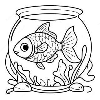 Goldfish Swimming In A Bowl Coloring Page 8004-6499