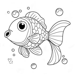 Cute Goldfish With Bubbles Coloring Page 8005-6502