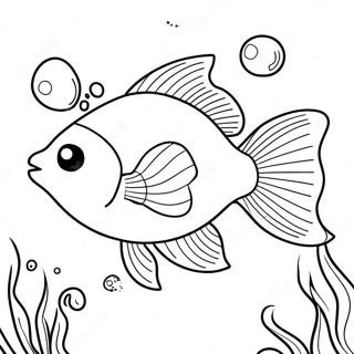 Cute Goldfish With Bubbles Coloring Page 8005-6503