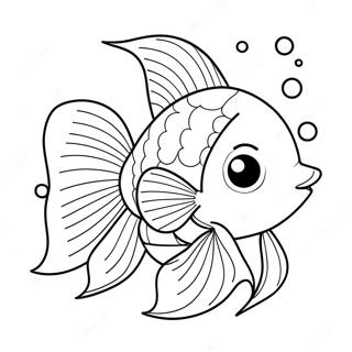 Cute Goldfish With Bubbles Coloring Page 8005-6504