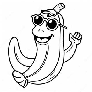 Happy Banana With Sunglasses Coloring Page 8055-6543