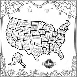 Detailed Usa Map Coloring Page 8075-6557