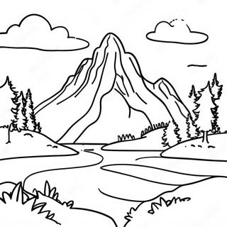 Nature Realistic Mountain Landscape Coloring Page 8115-6590