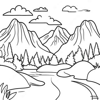 Nature Realistic Mountain Landscape Coloring Page 8115-6591