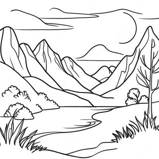 Nature Realistic Mountain Landscape Coloring Page 8115-6592