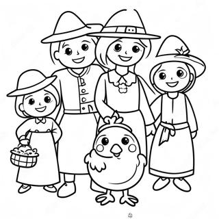 Thanksgiving Pilgrim Family Coloring Page 8125-6597