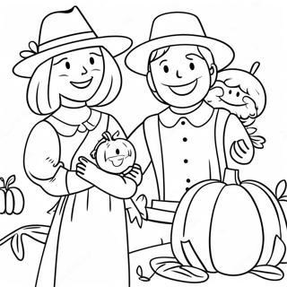 Thanksgiving Pilgrim Family Coloring Page 8125-6598