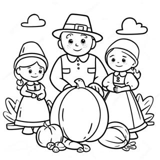 Thanksgiving Pilgrim Family Coloring Page 8125-6599