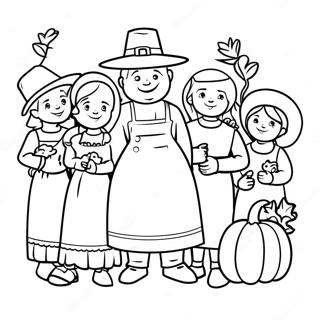 Thanksgiving Pilgrim Family Coloring Page 8125-6600