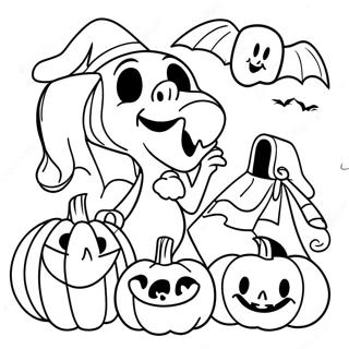 Spooky Disney Characters Halloween Coloring Page 8135-6605