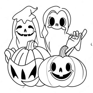 Spooky Disney Characters Halloween Coloring Page 8135-6607