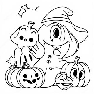 Spooky Disney Characters Halloween Coloring Page 8135-6608