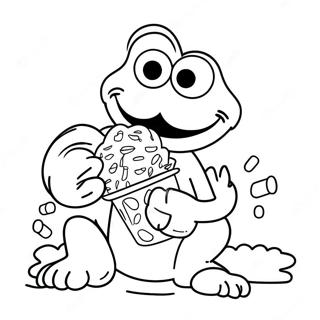 Funny Cookie Monster Eating Cookies Coloring Page 822-657