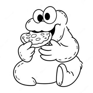 Funny Cookie Monster Eating Cookies Coloring Page 822-658