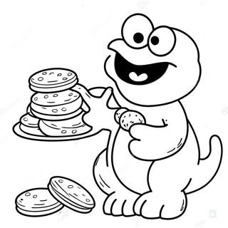 Funny Cookie Monster Eating Cookies Coloring Page 822-660