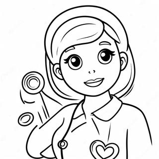 Cute Nurse With Stethoscope Coloring Page 8246-6685