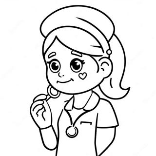 Cute Nurse With Stethoscope Coloring Page 8246-6686