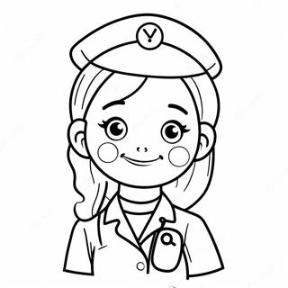 Cute Nurse With Stethoscope Coloring Page 8246-6687