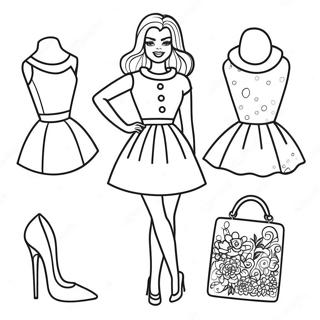 Retro Barbie Fashion Coloring Page 8266-6702