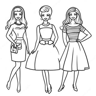 Retro Barbie Fashion Coloring Page 8266-6703