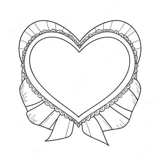 Pink Heart With Ribbon Coloring Page 8326-6755