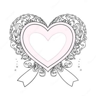 Pink Heart With Ribbon Coloring Page 8326-6756