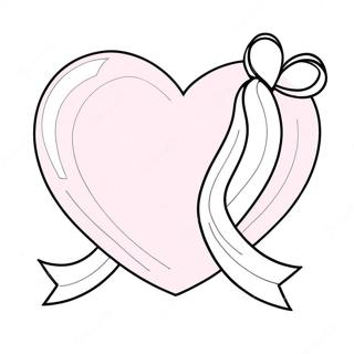 Pink Heart With Ribbon Coloring Page 8326-6833