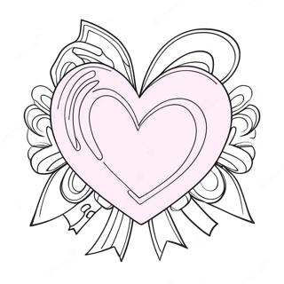 Pink Heart With Ribbon Coloring Page 8326-6834