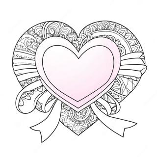 Pink Heart With Ribbon Coloring Page 8326-6836