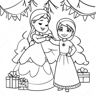 Elsa And Anna Decorating A Christmas Tree Coloring Page 8336-6761