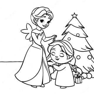 Elsa And Anna Decorating A Christmas Tree Coloring Page 8336-6763